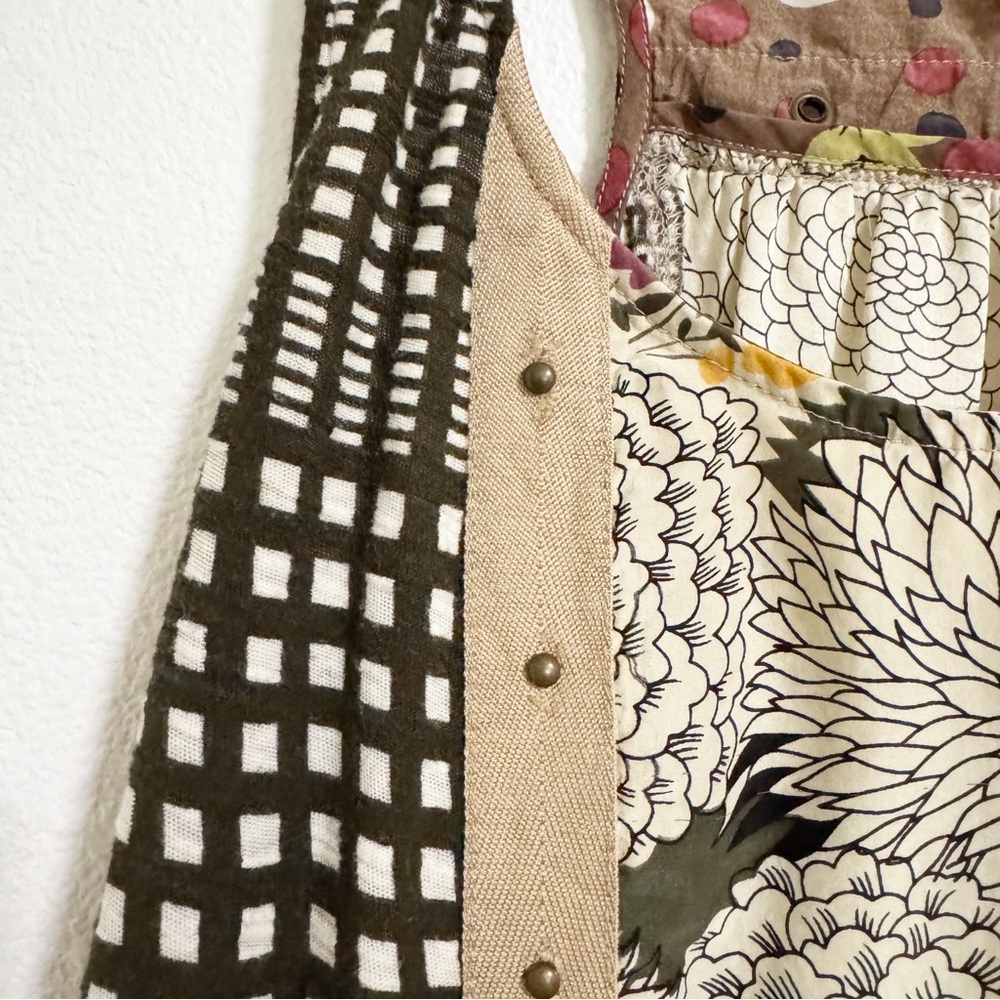 Anthro Tiny Floral Plaid Patchwork Silk Blend Tank - image 8